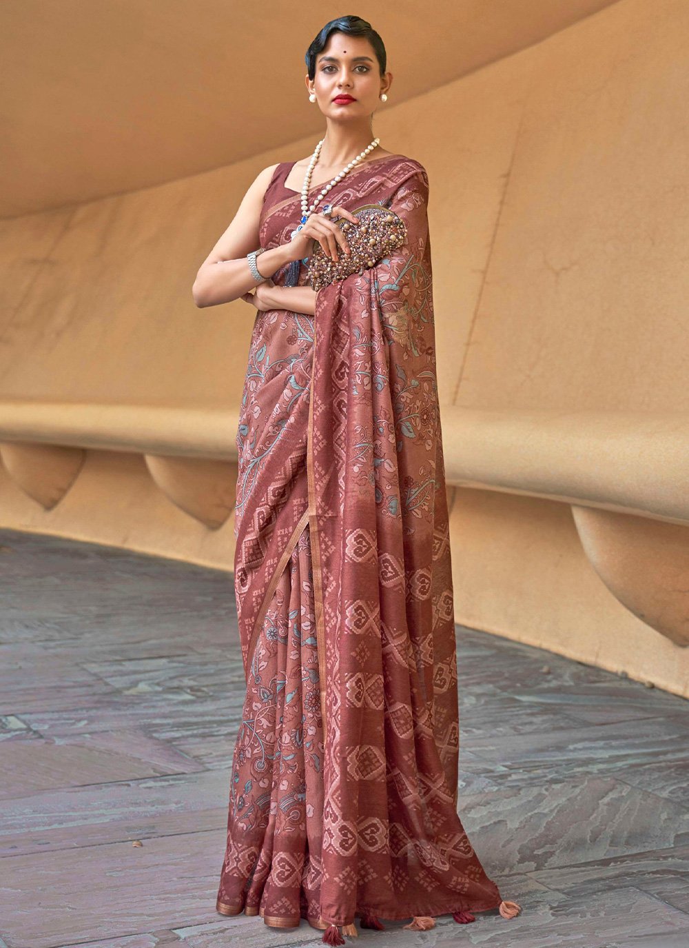 Classic Cotton Maroon Print Saree