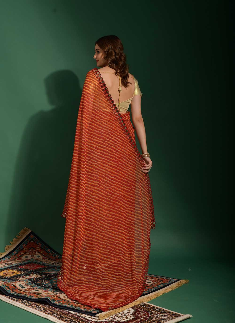 Contemporary Chiffon Maroon Mirror Saree