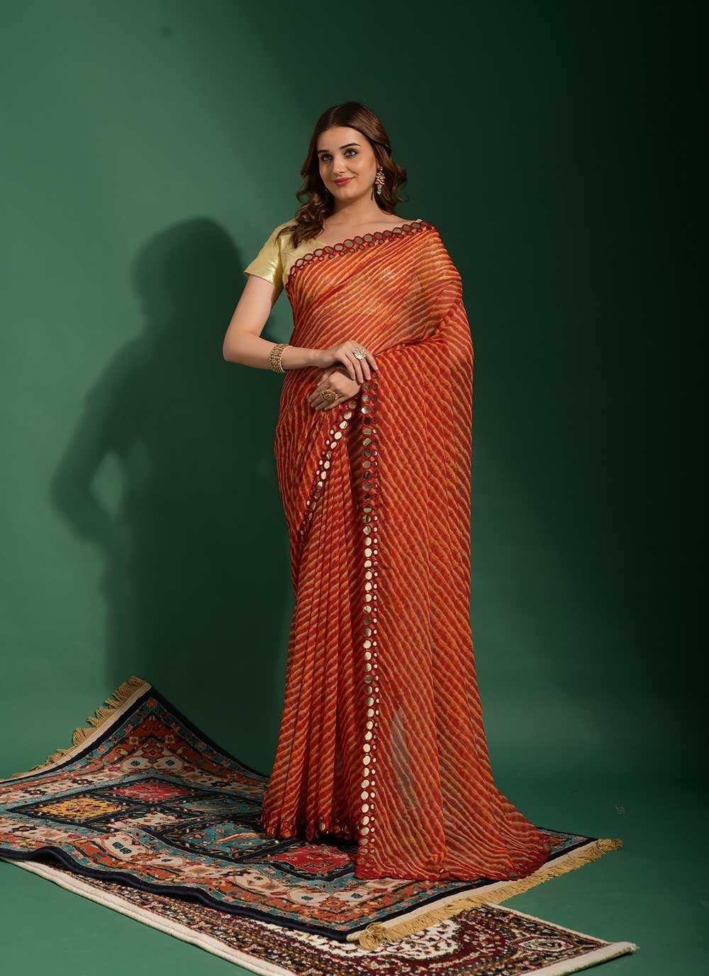 Contemporary Chiffon Maroon Mirror Saree