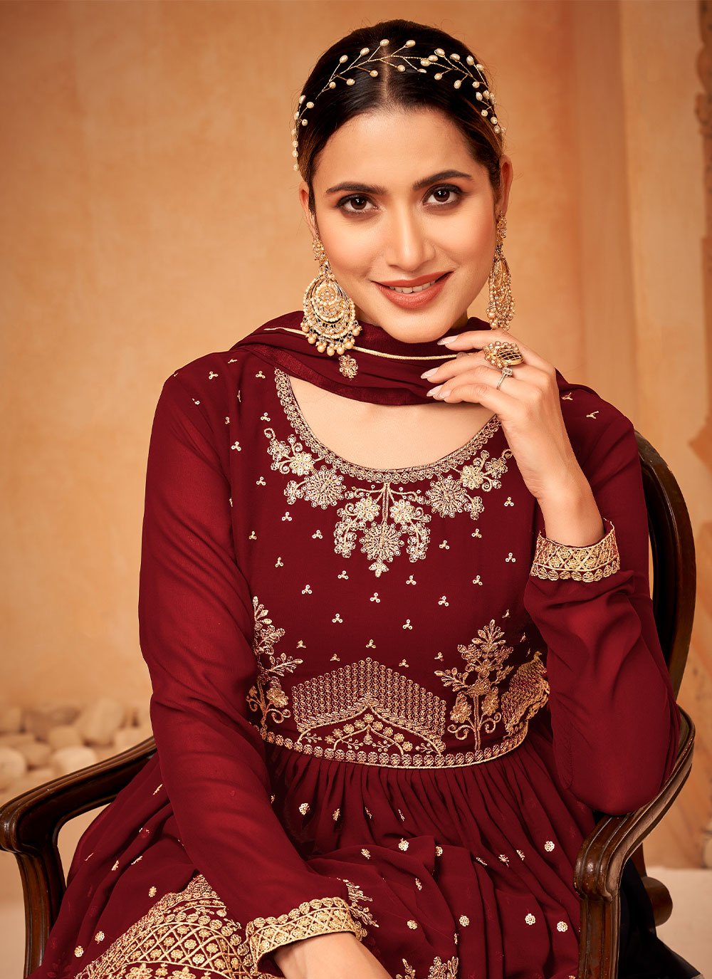 Designer salwar kameez maroon shop