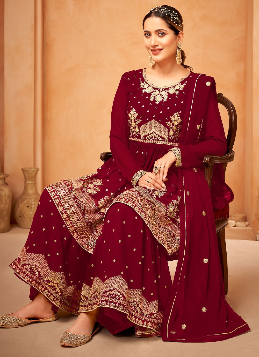 Designer salwar kameez maroon store