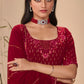 Palazzo Salwar Suit Georgette Maroon Embroidered Salwar Kameez