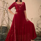 Palazzo Salwar Suit Georgette Maroon Embroidered Salwar Kameez