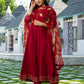 Pant Style Suit Rayon Maroon Lace Salwar Kameez