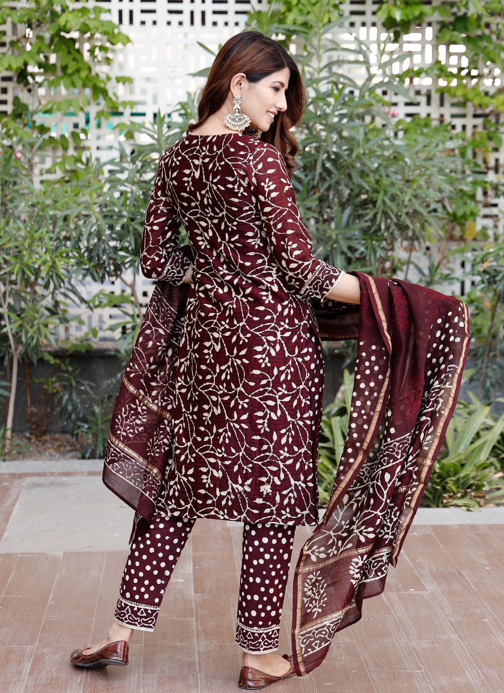 Pant Style Suit Chanderi Maroon Lace Salwar Kameez