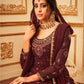 Sharara Set Faux Georgette Maroon Embroidered Salwar Kameez