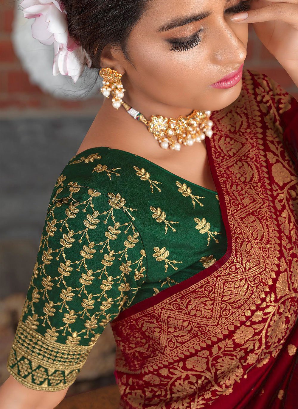 Traditional Saree Silk Maroon Patch Border Saree