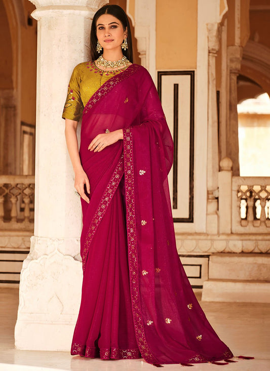 Trendy Saree Chinon Maroon Sequins Saree