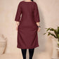 Party Wear Kurti Cotton Maroon Plain Kurtis