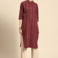 Party Wear Kurti Cotton Maroon Print Kurtis