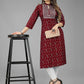 Designer Kurti Cotton Maroon Embroidered Kurtis