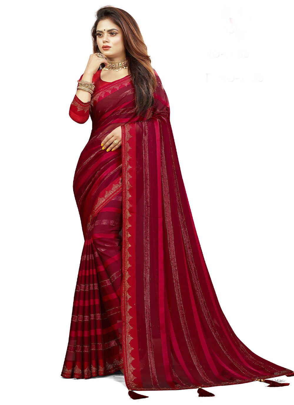 Trendy Saree Georgette Maroon Diamond Saree