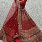 Lehenga Choli Velvet Maroon Dori Work Lehenga Choli