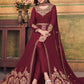 Anarkali Suit Faux Georgette Maroon Embroidered Salwar Kameez