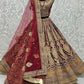 Lehenga Choli Velvet Maroon Diamond Lehenga Choli