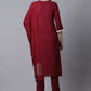 Pant Style Suit Cotton Maroon Embroidered Salwar Kameez