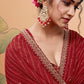 Designer Georgette Maroon Embroidered Saree