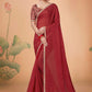 Designer Georgette Maroon Embroidered Saree