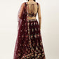 Lehenga Choli Net Maroon Embroidered Lehenga Choli