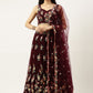 Lehenga Choli Net Maroon Embroidered Lehenga Choli