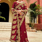 Classic Vichitra Silk Maroon Diamond Saree