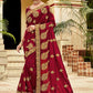 Classic Vichitra Silk Maroon Diamond Saree