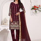 Straight Salwar Suit Faux Georgette Maroon Embroidered Salwar Kameez