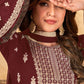 Salwar Suit Faux Georgette Maroon Embroidered Salwar Kameez