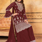 Salwar Suit Faux Georgette Maroon Embroidered Salwar Kameez