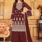 Salwar Suit Faux Georgette Maroon Embroidered Salwar Kameez