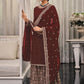 Salwar Suit Georgette Maroon Embroidered Salwar Kameez