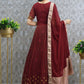 Gown Georgette Maroon Embroidered Gown