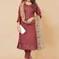 Salwar Suit Chinon Maroon Embroidered Salwar Kameez