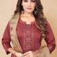 Salwar Suit Chinon Maroon Embroidered Salwar Kameez