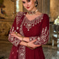 Salwar Suit Velvet Maroon Embroidered Salwar Kameez