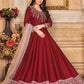 Anarkali Suit Art Silk Maroon Embroidered Salwar Kameez