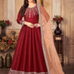 Anarkali Suit Art Silk Maroon Embroidered Salwar Kameez