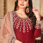 Anarkali Suit Art Silk Maroon Embroidered Salwar Kameez