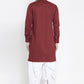 Dhoti Kurta Blended Cotton Maroon Plain Mens