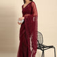 Classic Net Maroon Embroidered Saree
