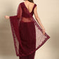 Classic Net Maroon Embroidered Saree