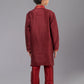 Kurta Pyjama Polly Cotton Maroon Fancy Work Kids