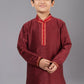 Kurta Pyjama Polly Cotton Maroon Fancy Work Kids