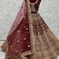 Lehenga Choli Velvet Maroon Diamond Lehenga Choli