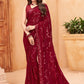 Classic Faux Georgette Maroon Sequins Saree