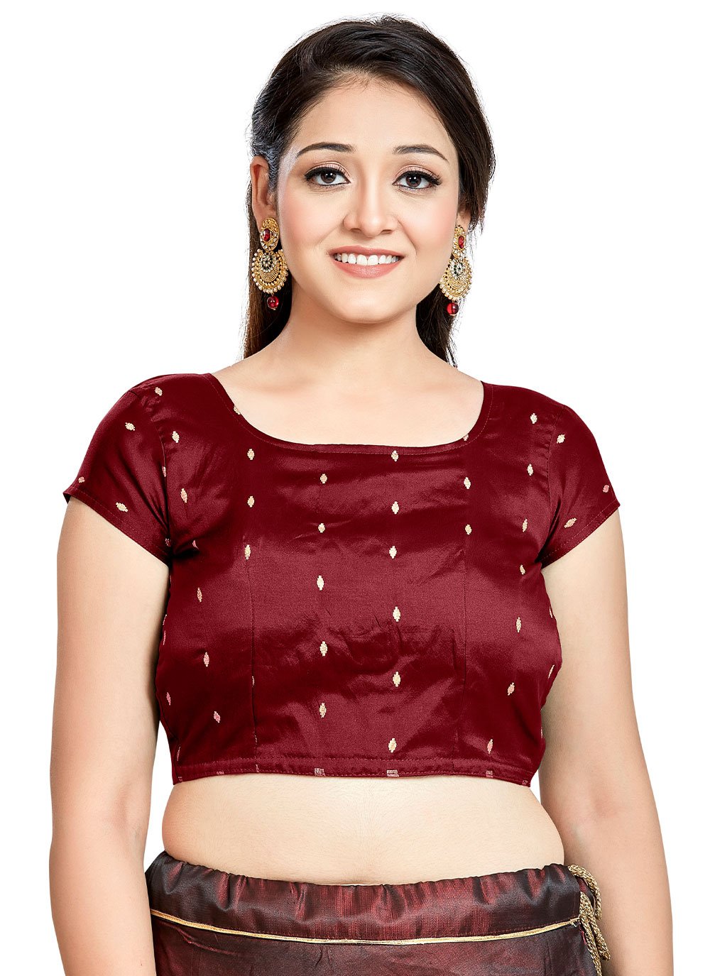 Blouse Art Silk Maroon Zari Blouse