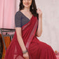 Trendy Saree Cotton Maroon Plain Saree