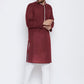 Kurta Pyjama Blended Cotton Maroon Plain Mens