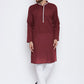 Kurta Pyjama Blended Cotton Maroon Plain Mens