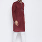 Kurta Pyjama Blended Cotton Maroon Plain Mens